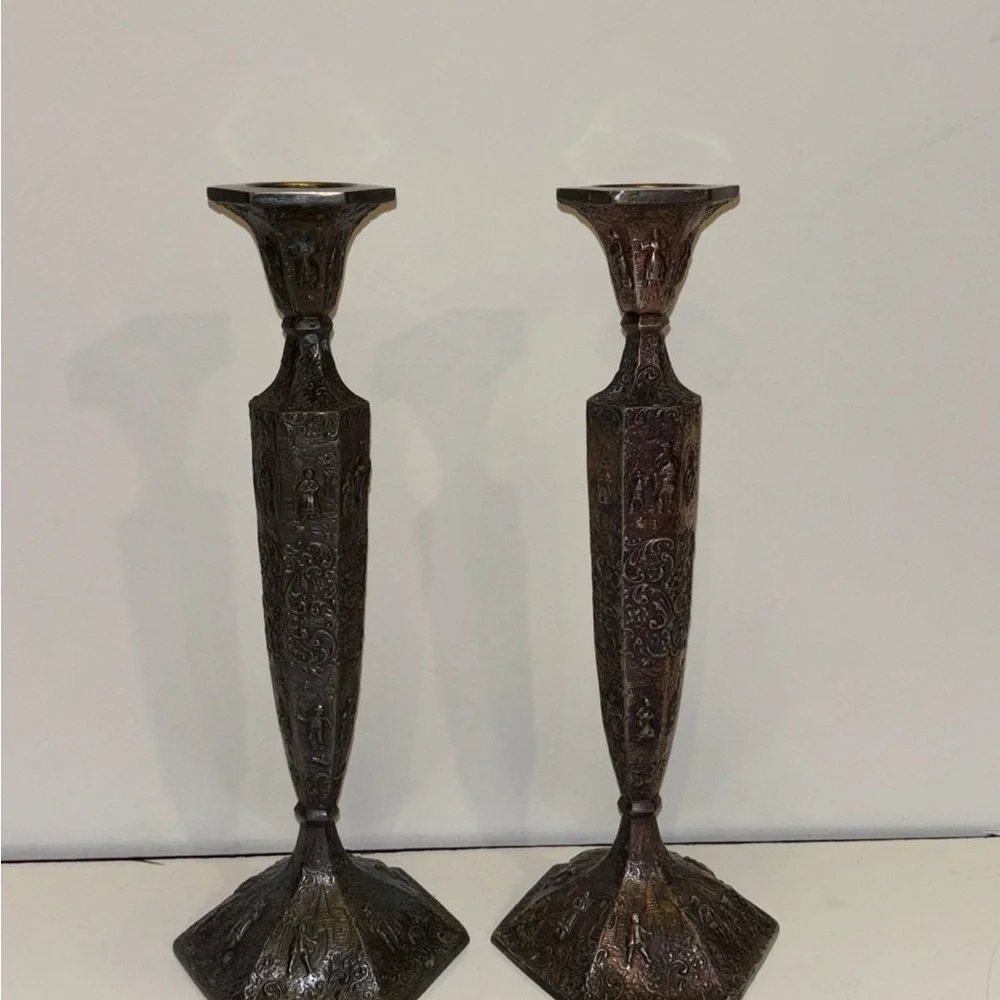 Silver Plated Candlesticks 12” in